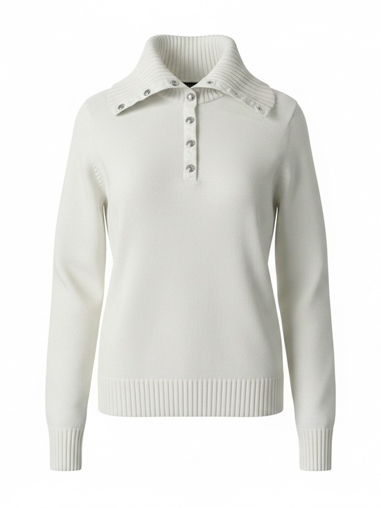 Ralph Lauren Sweaters - Ralph Lauren White Cotton Convertible snap turtleneck sweater Women’s Large